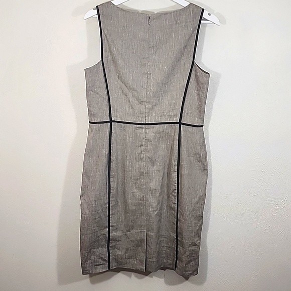 10P Ann Taylor geometric print linen blend sheath dress multi-color gray+black - Picture 7 of 13